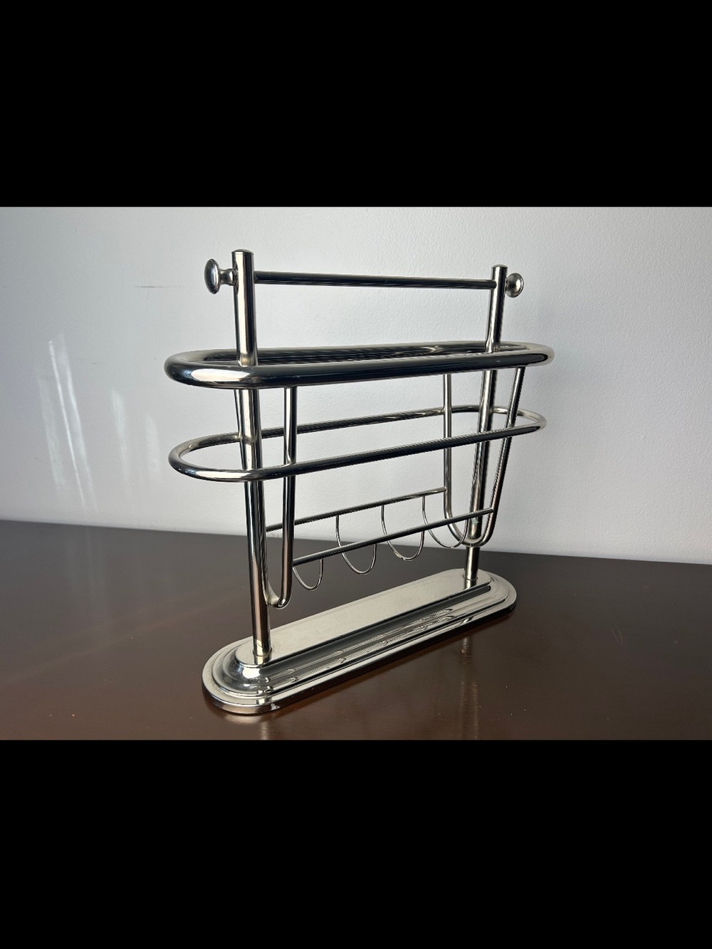 Pottery Barn Bennett Chrome Silver Metal Magazine Rack Holder - Picture 7 of 9